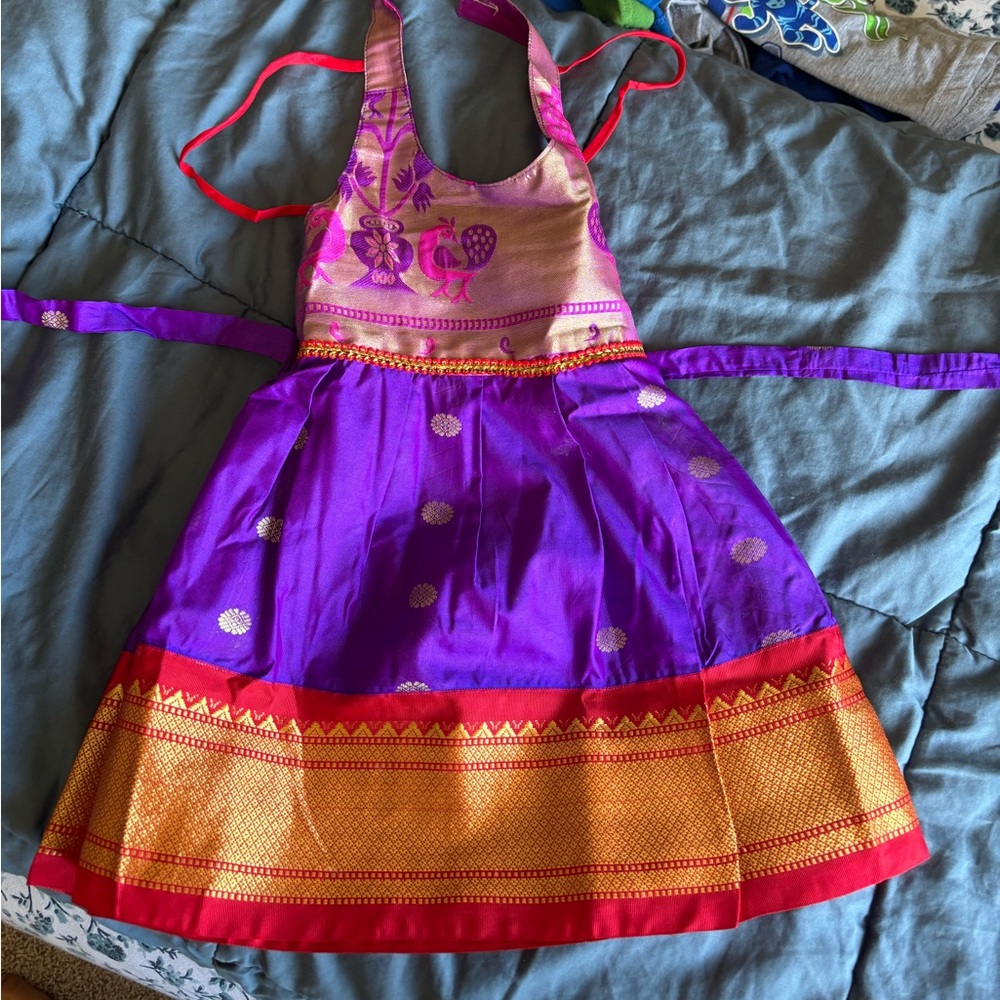 Baby girl Purple puneri silk dress